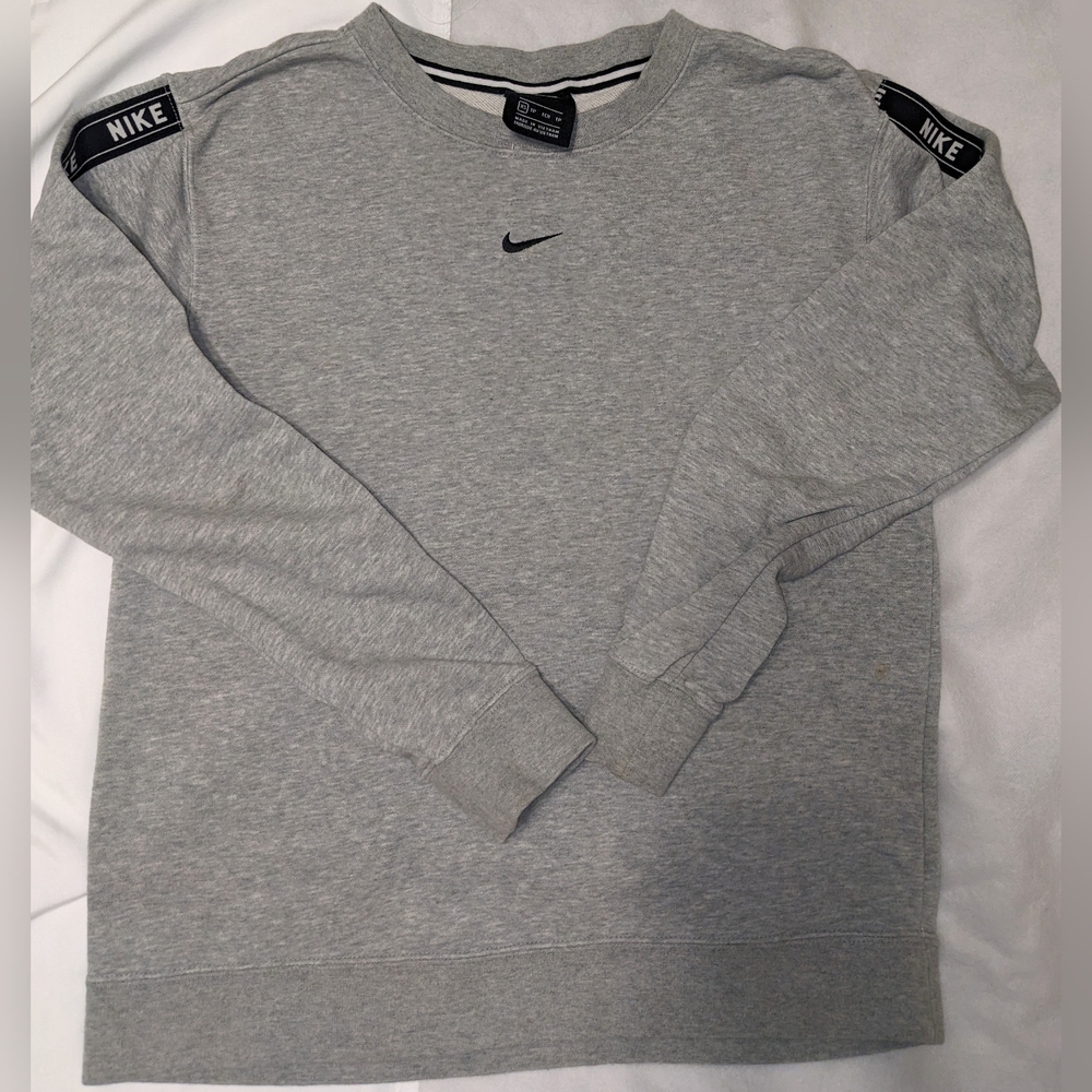 Nike Light Gray Crewneck Sweatshirt with Black Swoosh Size XS